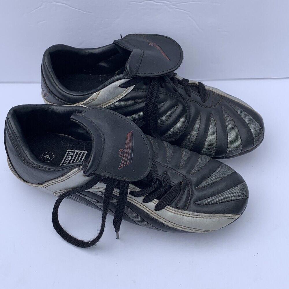 Admiral Boys Kids Girls Soccer Cleats Black Silver Flap Tongue Size 4​​​​
